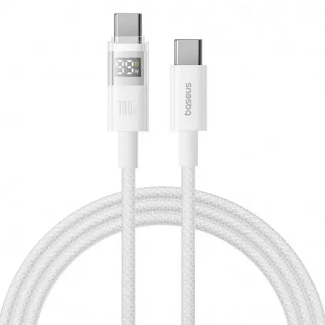 Cablu Date si Incarcare USB-C - USB-C Baseus Display 2 P10382702211-01, 100W, 2m, Alb