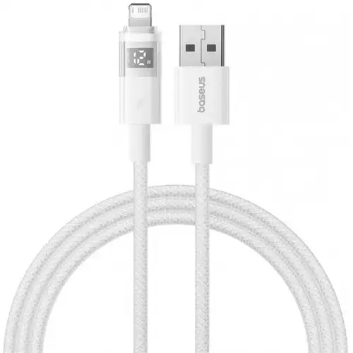 Cablu Date si Incarcare USB-A - Lightning Baseus Display 2 P10382700211-00, 18W, 1m, Alb