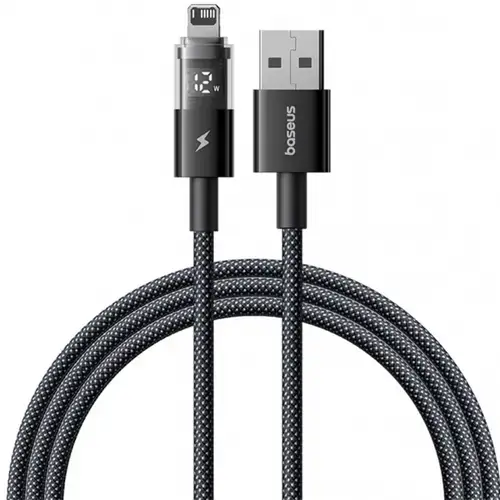 Cablu Date si Incarcare USB-A - Lightning Baseus Display 2 P10382700121-01, 18W, 2m, Negru