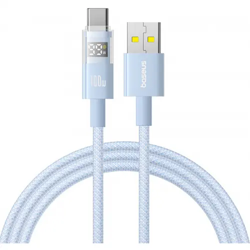 Cablu Date si Incarcare USB-A - USB-C Baseus Display 2 P10382701311-00, 100W, 1m, Albastru