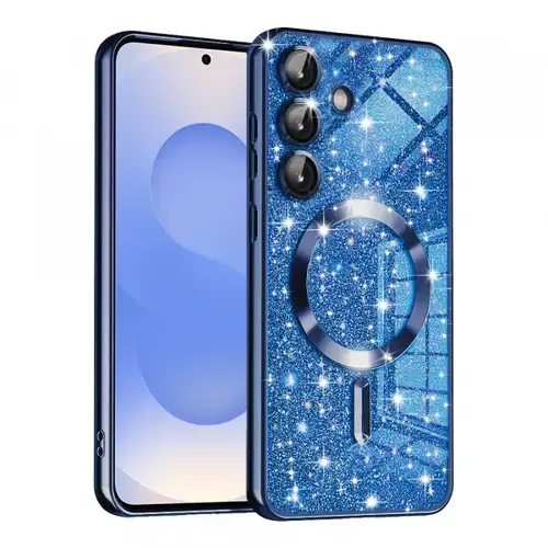Husa MagSafe pentru Samsung Galaxy S25 S931, Techsuit, Luxury Glitter, Albastra