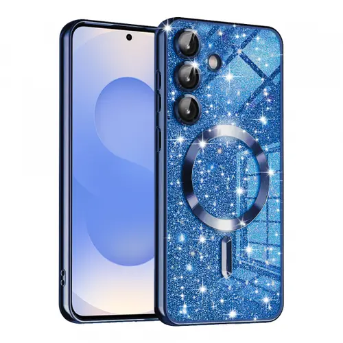 Husa MagSafe pentru Samsung Galaxy S25 S931, Techsuit, Luxury Glitter, Albastra