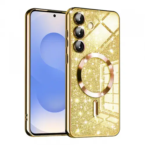 Husa MagSafe pentru Samsung Galaxy S25 S931, Techsuit, Luxury Glitter, Aurie