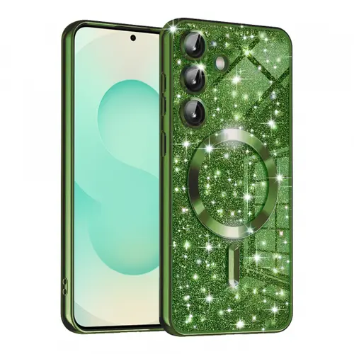 Husa MagSafe pentru Samsung Galaxy S25+ S936, Techsuit, Luxury Glitter, Verde Inchis