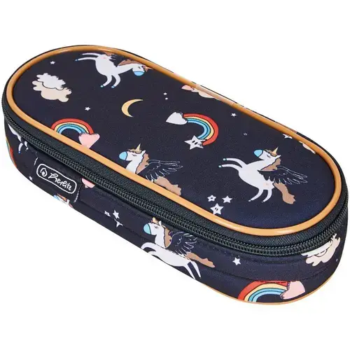 Penar Herlitz tip etui oval, dimensiune 21,5 x 9 x 5,5 cm, motiv Dreamy Unicorn