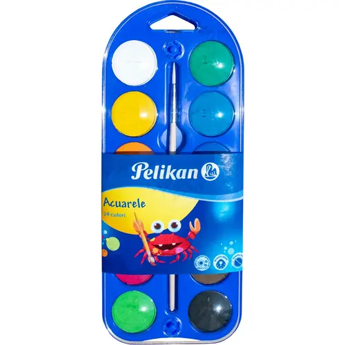 Acuarele Pelikan, cu pensula, 24 culori