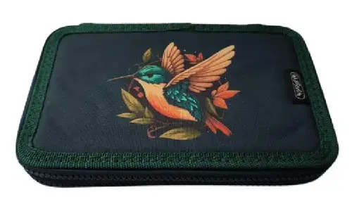 Penar neechipat Herlitz 2 fermoare, dimensiune 20 x 4.5 x 13 cm, motiv Colibri