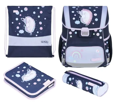 Ghiozdan echipat Herlitz Loop Plus, dimensiune 37 x 31 x 22 cm, motiv Unicorn Dreams