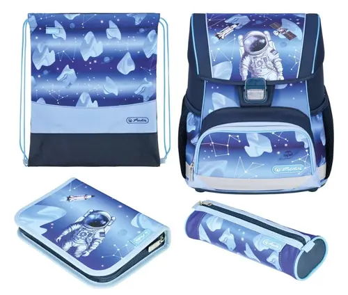 Ghiozdan echipat Herlitz Loop Plus, dimensiune 37 x 31 x 22 cm, motiv Cosmic Explorer