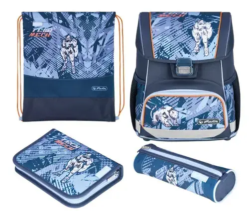 Ghiozdan echipat Herlitz Loop Plus, dimensiune 37 x 31 x 22 cm, motiv Techmech