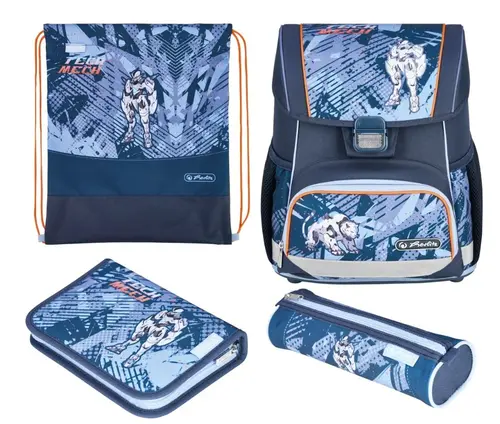 Ghiozdan echipat Herlitz Loop Plus, dimensiune 37 x 31 x 22 cm, motiv Techmech