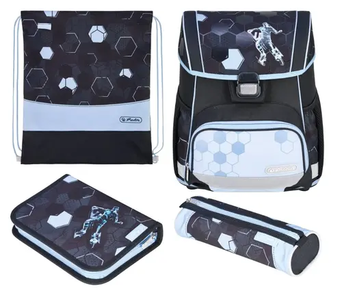 Ghiozdan echipat Herlitz Loop Plus, dimensiune 37 x 31 x 22 cm, motiv Cyber Soccer