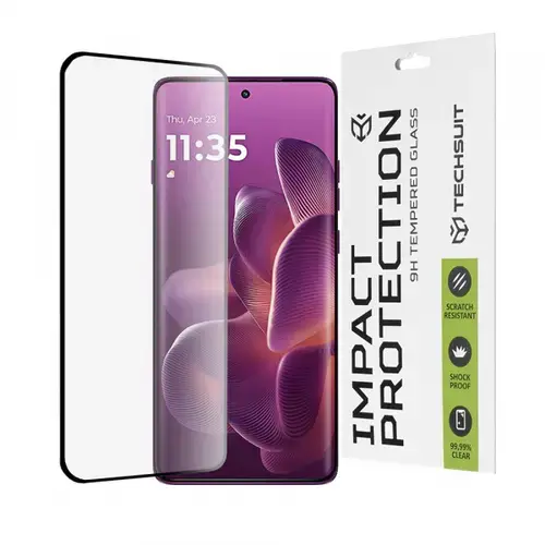 Folie de protectie Ecran Techsuit pentru Motorola Edge 60 Pro, Sticla Securizata, Full Glue, 111D, Neagra