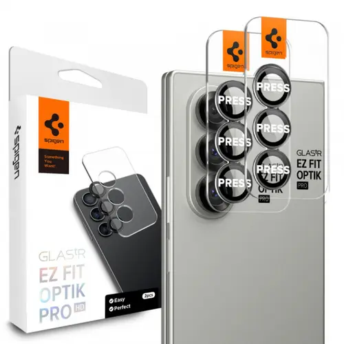 Folie de protectie Camera spate Spigen GlastR EZ FIT Pro HD pentru Samsung Galaxy Z Fold7 F966, Sticla Securizata, Set 2 bucati, Neagra