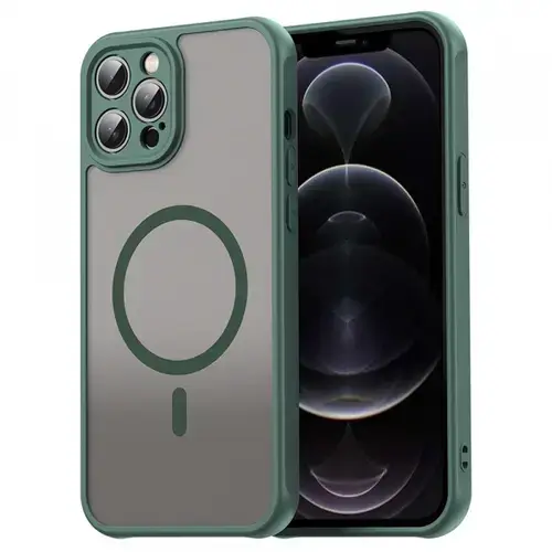 Husa MagSafe pentru Apple iPhone 12 Pro Max, Techsuit, HaloFrost II, Verde
