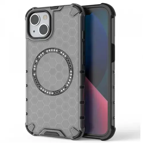 Husa MagSafe pentru Apple iPhone 14, Techsuit, HoneyComb Shield, Neagra