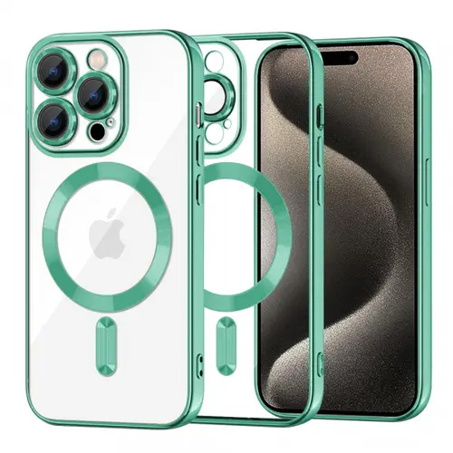Husa MagSafe pentru Apple iPhone 15 Pro Max, Techsuit, Luxury Crystal, Verde Deschis