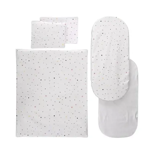 Set lenjerie pentru carucior Lorelli Happy Friends Mint, cu protectie impermeabila, 6 piese