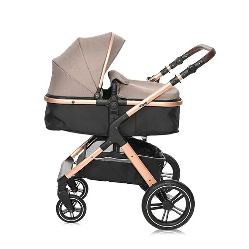 Carucior transformabil Lorelli Viola, cu adaptori cos auto, pana la 22 kg, Bej