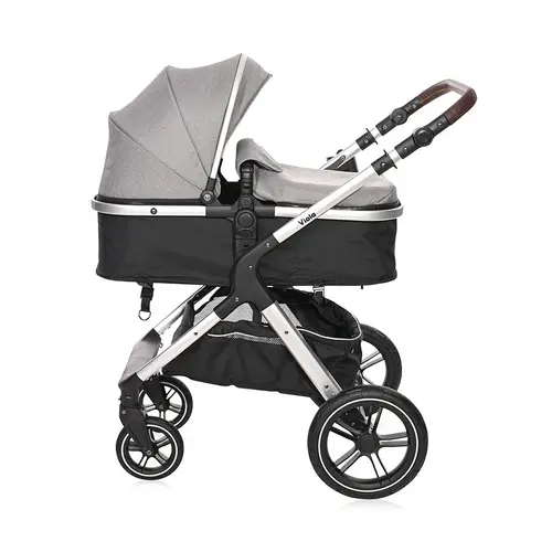 Carucior transformabil Lorelli Viola, cu adaptori cos auto, pana la 22 kg, Gri
