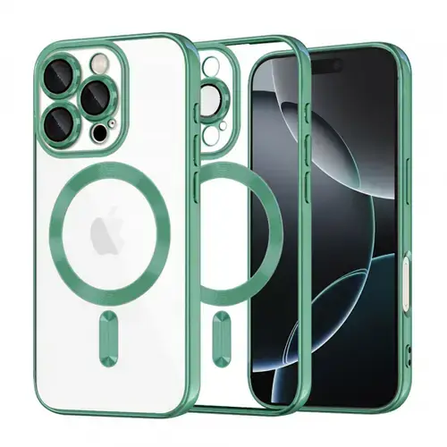 Husa MagSafe pentru Apple iPhone 16 Pro, Techsuit, Luxury Crystal, Verde Deschis