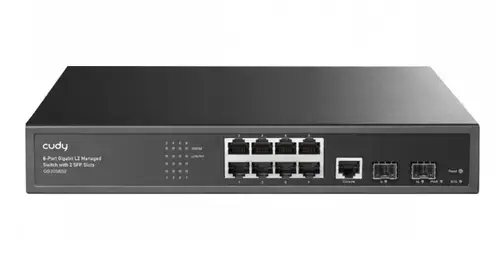 Switch cu 8 porturi Cudy GS2008S2, L2, 8 x Gigabit Ethernet ports, 2 x SFP, 128MB RAM