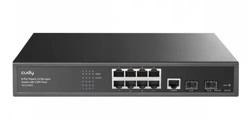 Switch cu 8 porturi Cudy GS2008S2, L2, 8 x Gigabit Ethernet ports, 2 x SFP, 128MB RAM