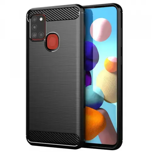 Husa pentru Samsung Galaxy A21s A217, Techsuit, Carbon, Neagra