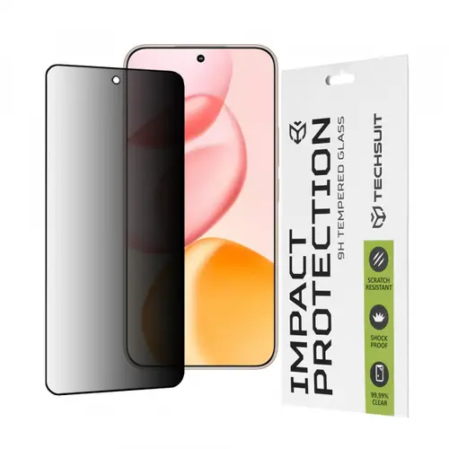 Folie de protectie Ecran Privacy Techsuit pentru Honor 400, Sticla securizata, Full Glue, 111D