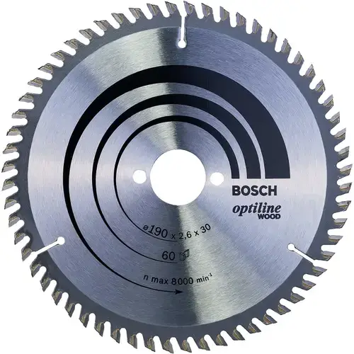 Disc pentru fierastrau circular, Bosch Optiline Wood 190 x 2.6 x 30mm, 60T