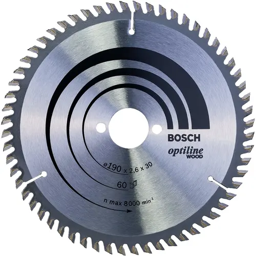 Disc pentru fierastrau circular, Bosch Optiline Wood 190 x 2.6 x 30mm, 60T