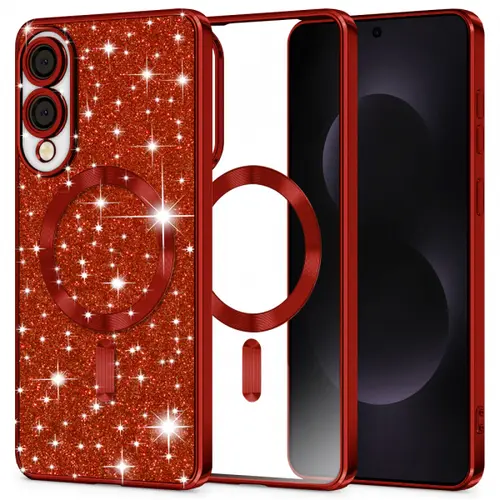 Husa MagSafe pentru Samsung Galaxy S25 Edge S937, Techsuit, Luxury Glitter, Rosie