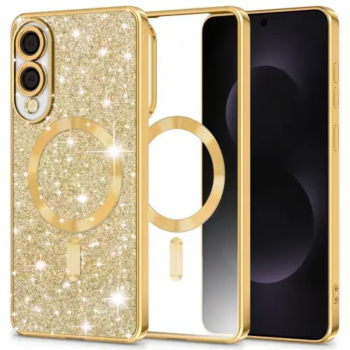 Husa MagSafe pentru Samsung Galaxy S25 Edge S937, Techsuit, Luxury Glitter, Aurie