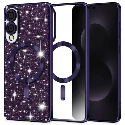 Husa MagSafe pentru Samsung Galaxy S25 Edge S937, Techsuit, Luxury Glitter, Mov Inchis