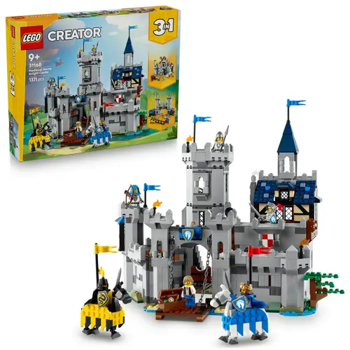 LEGO® Creator 3 in 1 - Castel medieval cu cai si cavaleri 31168, 1371 piese