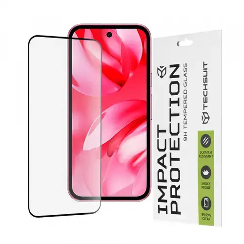 Folie de protectie Ecran Techsuit pentru Google Pixel 9a, Sticla Securizata, Full Glue, 111D