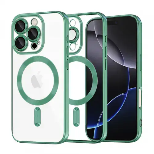 Husa MagSafe pentru Apple iPhone 16 Pro Max, Techsuit, Luxury Crystal, Verde Deschis