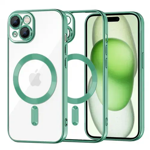Husa MagSafe pentru Apple iPhone 15 Plus, Techsuit, Luxury Crystal, Verde Deschis