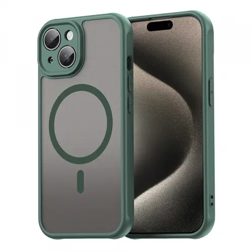 Husa MagSafe pentru Apple iPhone 15 Plus, Techsuit, HaloFrost II, Verde