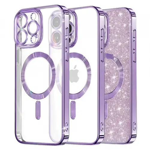 Husa MagSafe pentru Apple iPhone 16 Pro Max, Techsuit, Luxury Glitter, Mov Deschis