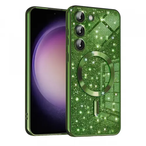 Husa MagSafe pentru Samsung Galaxy S23+ S916, Techsuit, Luxury Glitter, Verde Inchis