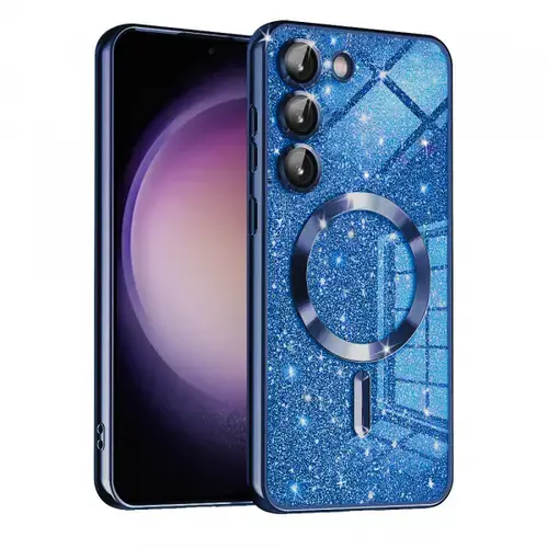 Husa MagSafe pentru Samsung Galaxy S23+ S916, Techsuit, Luxury Glitter, Albastra