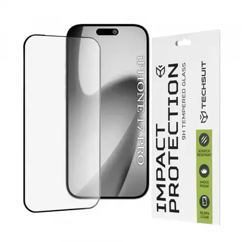 Folie de protectie Ecran Techsuit pentru Apple iPhone 17 Pro, Sticla Securizata, Full Glue, 111D