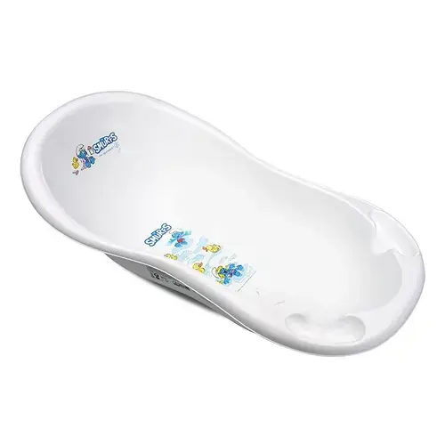 Cadita bebe 100 cm Lorelli Strumfi White, cu dop de scurgere si baza antialunecare
