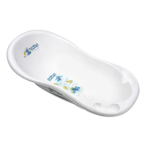 Cadita bebe 100 cm Lorelli Strumfi White, cu dop de scurgere si baza antialunecare