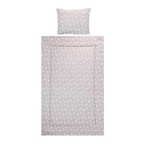 Set lenjerie pat 3 piese Lorelli Cosy Abstract Leaves Grey Beige,  bumbac
