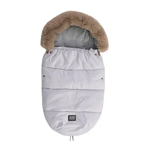 Sac termic de iarna pentru carucior Lorelli Luxe Grey, captuseala polar, impermeabil, cu blanita detasabila