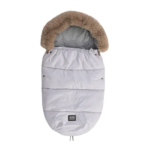 Sac termic de iarna pentru carucior Lorelli Luxe Grey, captuseala polar, impermeabil, cu blanita detasabila