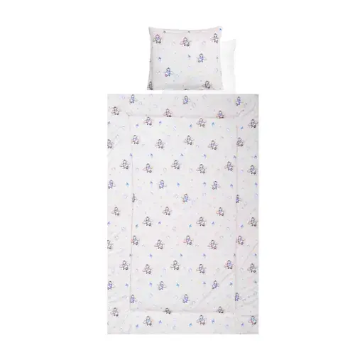 Set lenjerie pat 4 piese Lorelli Blue Aeroplane, bumbac ranforce