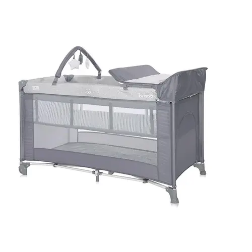 Patut pliabil Lorelli Torino Plus, 2 nivele cu accesorii, Gri